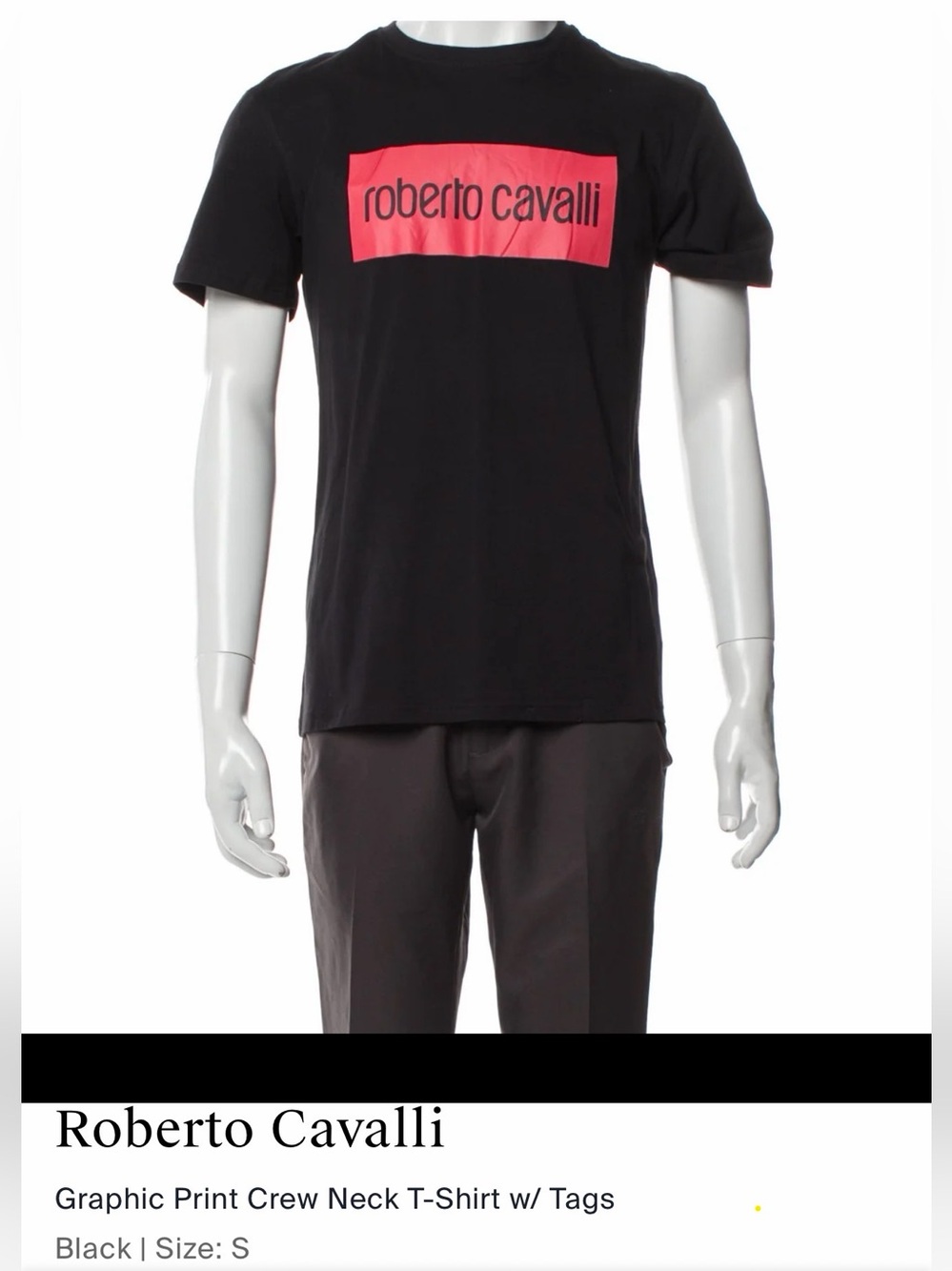 Roberto Cavalli Men's Black Crew Neck Graphic T-Shirt, Size: Small, NWT